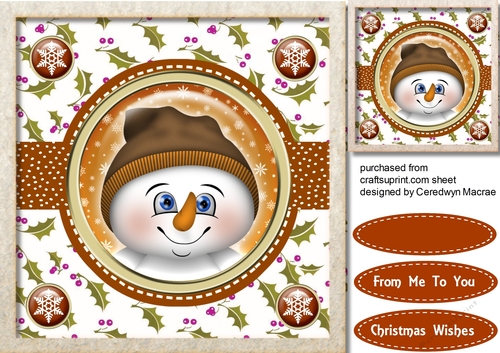 Snowman in Stitched Frame  4