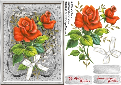 Lovely Red Roses on a Silver mat 