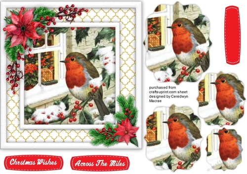 Beautiful Robin and Poinsettia  (Pyramid)