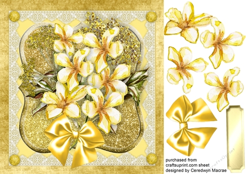 Beautiful Flowers on a Golden Mat 
