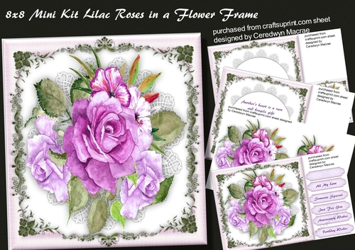 8x8 Mini Kit Lilac Roses in a Flower Frame 
