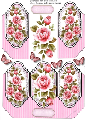 Beautiful Tri Card with Pink Roses