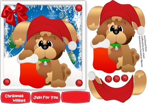 Puppy Dog with Santas Boot