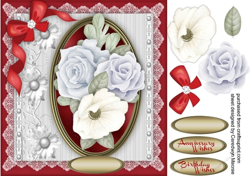 Beautiful Roses ona Oval red Mat 