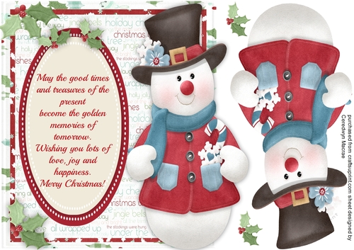 Over The Edge Snowman in Top Hat with Verse 