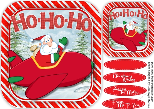 Ho-Ho-Ho- Santas Flying High ( Red) 
