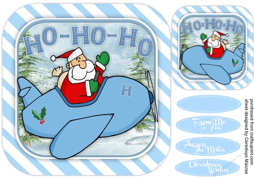 Ho-Ho-Ho- Santas Flying High ( Blue) 