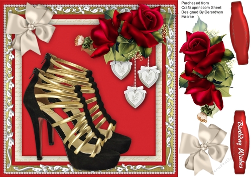 Beautiful Golden Shoes and Red Roses 