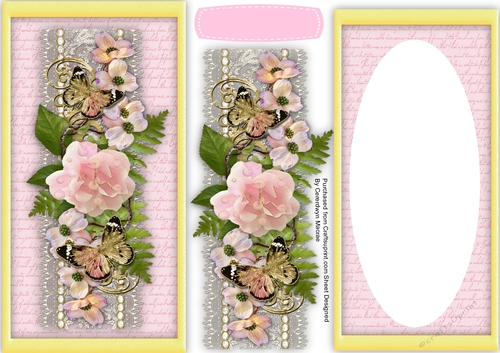 Lovely DL Card with Shabby Chic Roses and Blank Incert