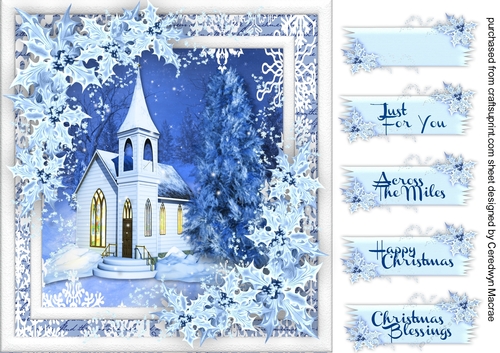 Stunning Christmas Church and Holly 