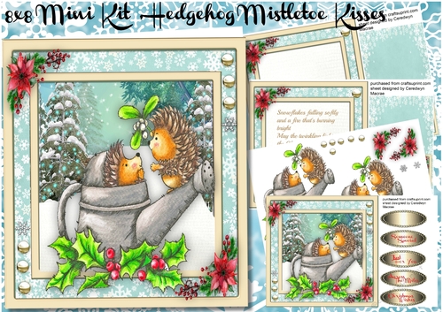 8x8 Mini Kit , Hedgehogs Mistletoe Kisses