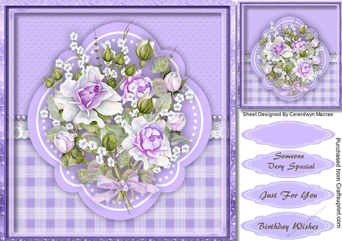 Beautiful Lilac Bouquet on a Quadrifoil mat 