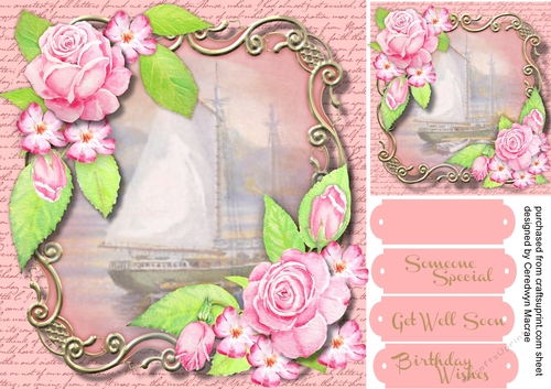Stunning Roses in Ornate plaque 