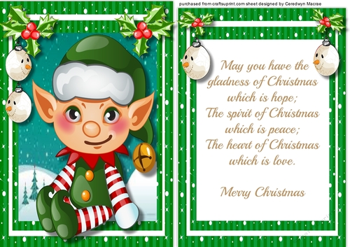 Little Elf Sitting in TRhe Snow  ,with Verse