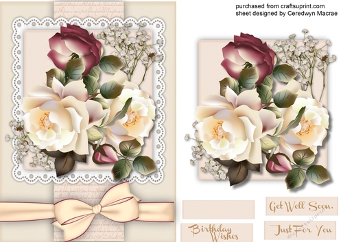 Beautiful Rosss on a cream lace mat 