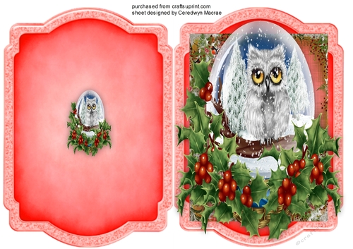 Print, Cut, and Fold , Snow owl in a Globe 