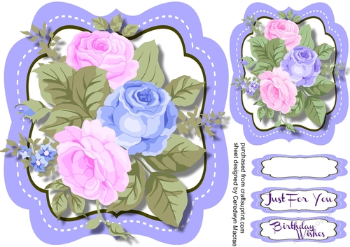 Beautiful Roses in a Lilac Stitched bracket mat 2