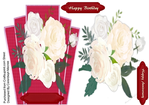 White Roses on Art decko Frame 