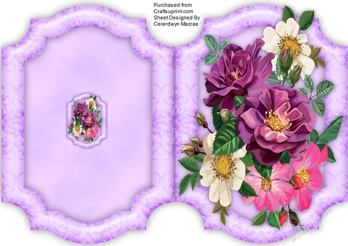 Print, Cut and fold , Beautiful Lilac Roses 