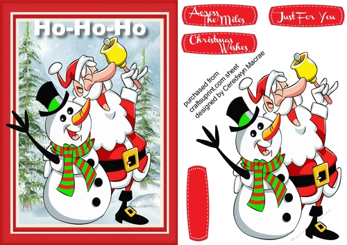 H0-Ho-Ho- Merry Santa and Snowman 