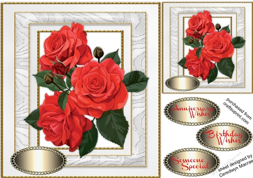Beautiful Red Roses on a gold Frame 