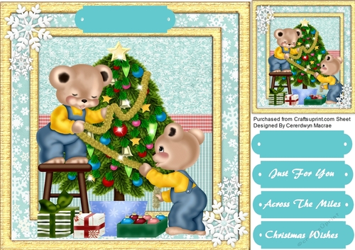 Teddies Dressing the Christmas Tree 