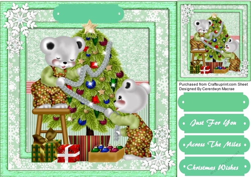 Teddies Dressing the Christmas Tree 