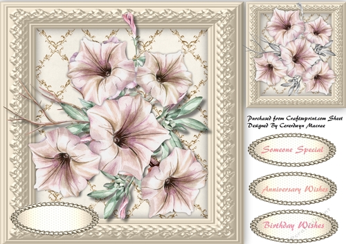 Beautiful Petunias in a Sepia frame 