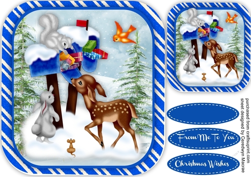 Shaped blue Card with Animal Mail