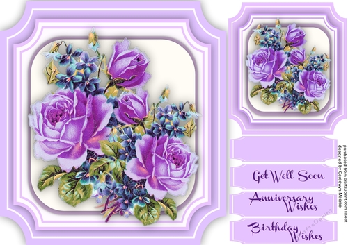 Beautiful Pink Roses and Violets 