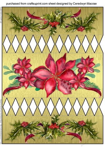 Christmas Cracker with Holly and poinsettias 