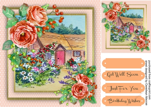 Beautiful Thatched Cottage and Roses 