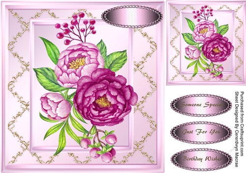 Beautiful Lilac peonies on Gold Mat 