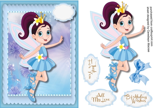 Beautiful Blue  Fairy in Flower Land 
