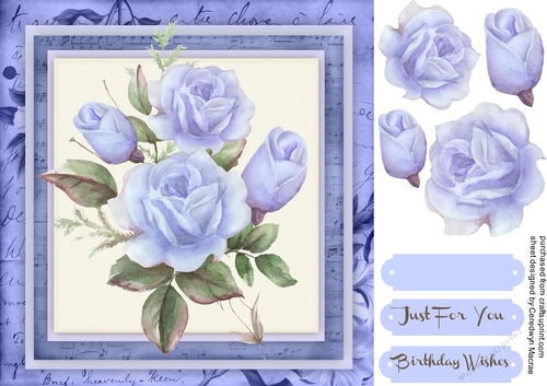 Mystic Blue Roses on a Vintage Mat 
