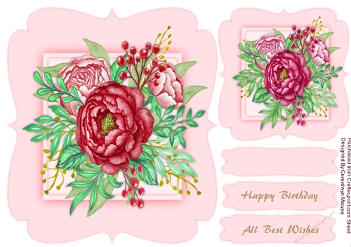  Beautiful Wine Roses on a Bracket Mat 