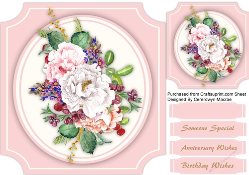 Beautiful Roses on a Oval and Cut Out Mat 