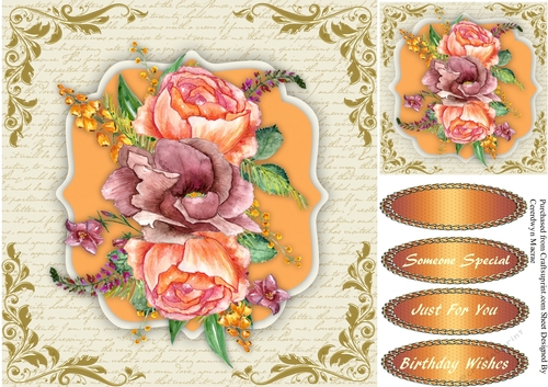 Beautiful Roses on a Script mat 