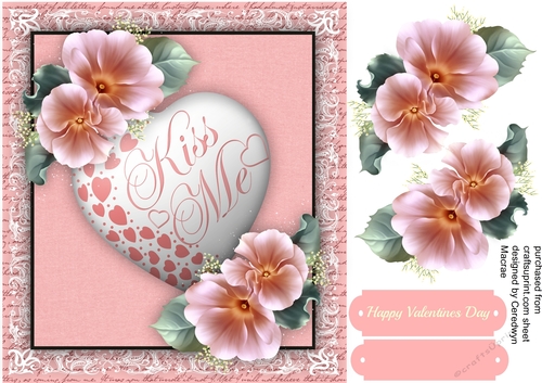 Beautiful Kiss me Heart and love Roses Pink