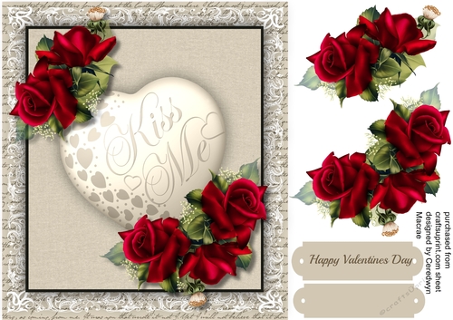 Beautiful Gold  Kiss me Heart and Red  love Roses