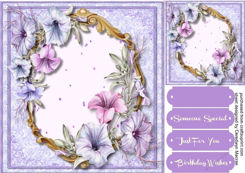 Beautiful Retunias in a gold frame 