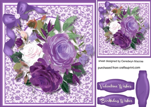 Beautiful Lilac Roses in a GildedLilac Frame 