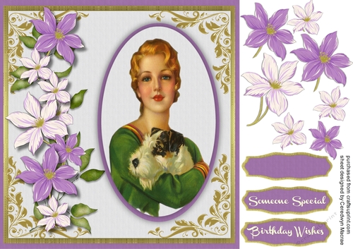 Lovely Vintage Lady with Terrier 
