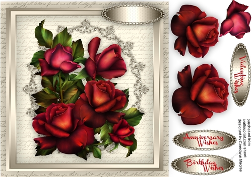 Beautiful Red Roses on a Script Mat 