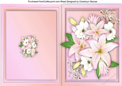 Print, Cut, and Fold, Pink Lillys and Babys Breath