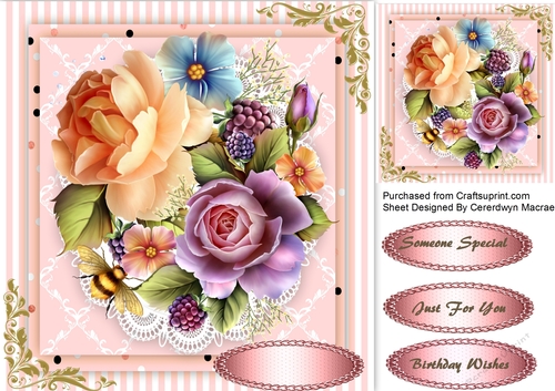 Beautiful English Roses on Lace 