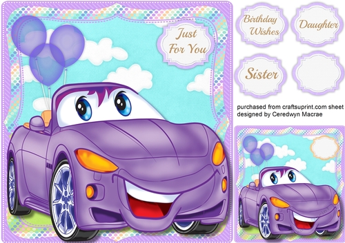 little Mauve  Birthday Car