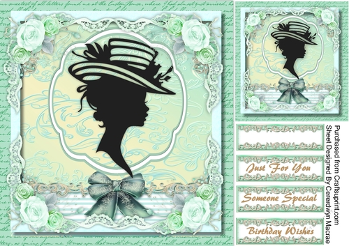 Beautiful Silhouette Lady in Soft Green  