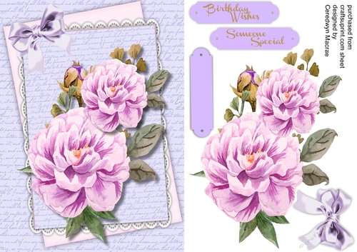 Beautiful Lilac roses on a script mat 