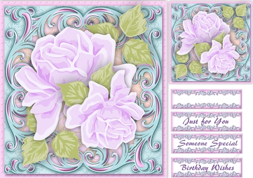 Lilac Roses in Ornate Frame 